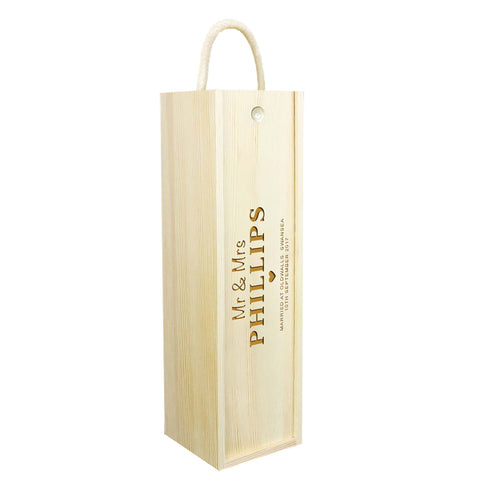 Personalised Wedding Wooden Wine Box By KreateSquare Customise with Any Name Ideal Valentines, Annivesary and Wedding Gift Mr and Mrs Design