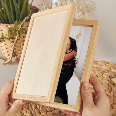 Personalised Wooden Folding Photo Frame for Mom By KreateSquare with Oak Wood Finish Engrave Any Message, Ideal for Mothers Day