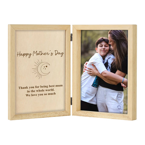 Custom Wooden Photo Frame for Mom By KreateSquare with Oak Wood Finish Engrave Any Message Ideal for Mothers Day Christmas or Birthday Gift