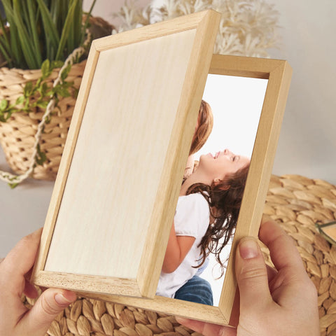 Personalised Wooden Folding Photo Frame By KreateSquare with Oak Wood Finish Engrave Any Message, Ideal for Birthday Gift Christmas