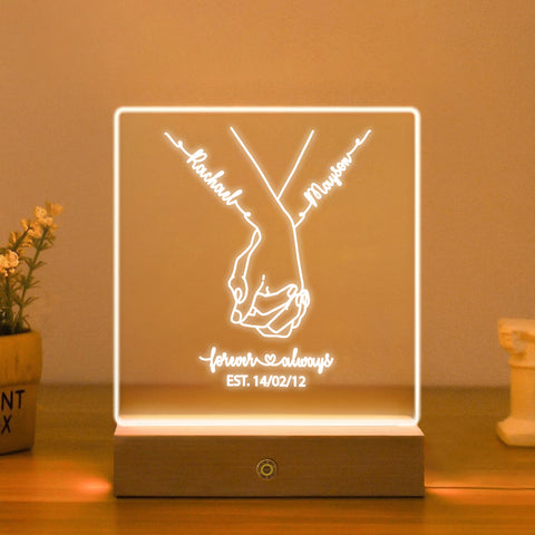 Personalised Acrylic LED Night Lamp Light By KreateSquare for Couple Wedding Anniversary Gift