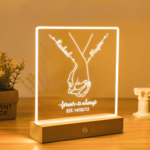 Personalised Acrylic LED Night Lamp Light By KreateSquare for Couple Wedding Anniversary Gift