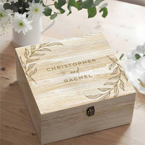 Personalised Couple Memory Box Keepsake by KreateSquare - Ideal for Valentines, Anniversary or Wedding Gifts Floral Design