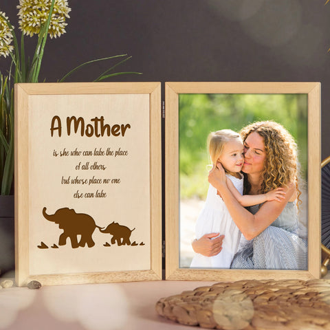 Wooden Photo Frame for Mother By KreateSquare with Oak Wood Finish Engrave Any Personalised Message Ideal for Mothers Day Christmas or Birthday Gift