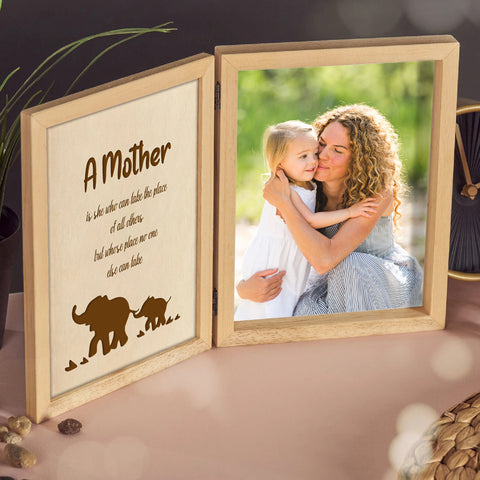 Wooden Photo Frame for Mother By KreateSquare with Oak Wood Finish Engrave Any Personalised Message Ideal for Mothers Day Christmas or Birthday Gift