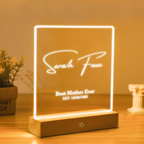 Personalised Night Light, Mothers Bedside Lamp By KreateSquare for Best Mum Mother’s Day Birthday Gift