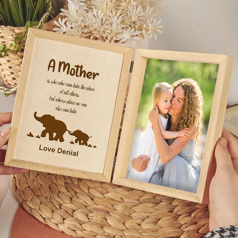 Wooden Photo Frame for Mother By KreateSquare with Oak Wood Finish Engrave Any Personalised Message Ideal for Mothers Day Christmas or Birthday Gift