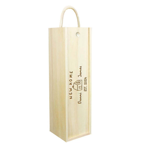 Personalised New Home Wooden Wine Box By KreateSquare Customise with Any Name and Date Ideal Gift for Housewarming Home Design