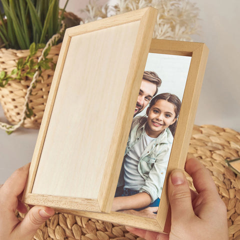 Custom Wooden Photo Frame for Father By KreateSquare with Oak Wood Finish Engrave Any Message Ideal for Fathers Day Christmas or Birthday Gift