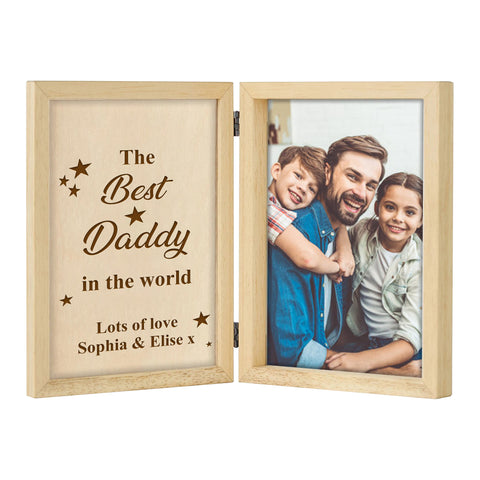 Custom Wooden Photo Frame for Father By KreateSquare with Oak Wood Finish Engrave Any Message Ideal for Fathers Day Christmas or Birthday Gift