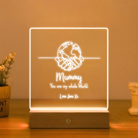 Personalised Acrylic LED Night Light Mothers Bedside Lamp By KreateSquare for Best Mum Mother’s Day Birthday Gift