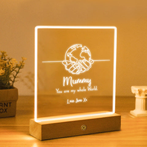 Personalised Acrylic LED Night Light Mothers Bedside Lamp By KreateSquare for Best Mum Mother’s Day Birthday Gift