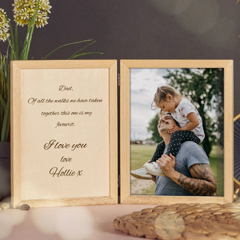 Wooden Photo Frame for Father By KreateSquare with Oak Wood Finish Engrave Any Personalised Message Ideal for Fathers Day Christmas or Birthday Gift