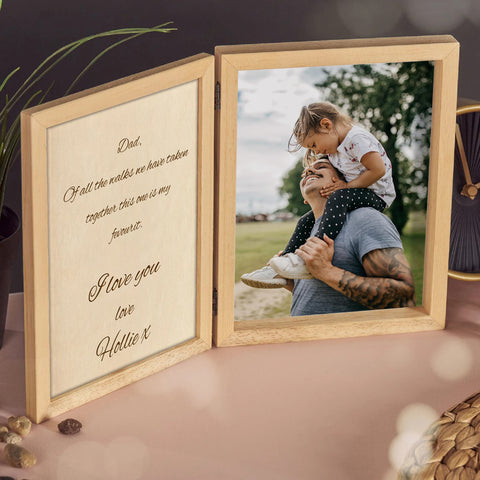 Wooden Photo Frame for Father By KreateSquare with Oak Wood Finish Engrave Any Personalised Message Ideal for Fathers Day Christmas or Birthday Gift