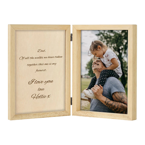 Wooden Photo Frame for Father By KreateSquare with Oak Wood Finish Engrave Any Personalised Message Ideal for Fathers Day Christmas or Birthday Gift