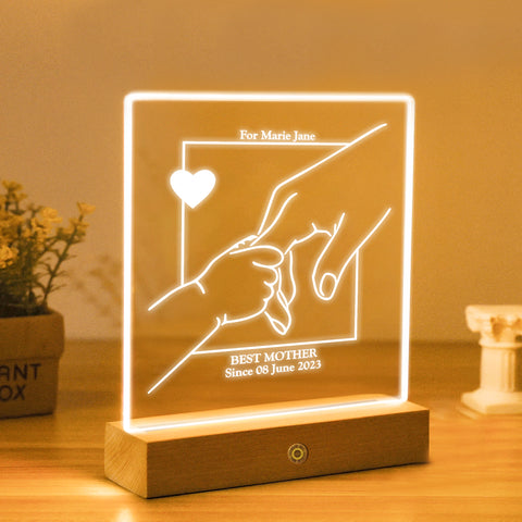 Personalised Acrylic LED Light Bedside Night Lamp By KreateSquare for Best Mum Mother’s Day Birthday Gift