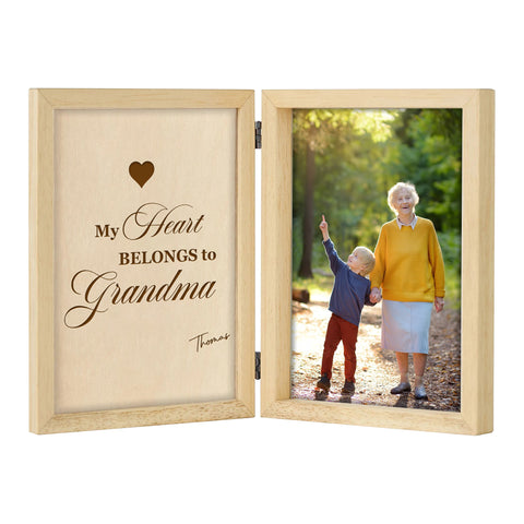 Custom Wooden Photo Frame By KreateSquare with Oak Wood Finish Engrave Any Message, Ideal for Mothers Day, Christmas or Birthday Gift