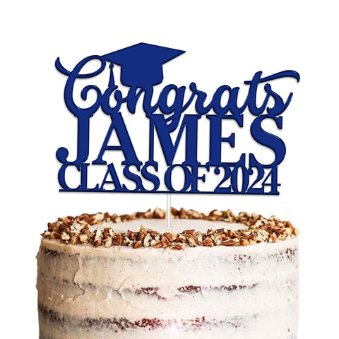 Personalised Graduation Acrylic Cake Topper by KreateSquare | Custom Colour Any Name Premium Mirrored Acrylic Finish