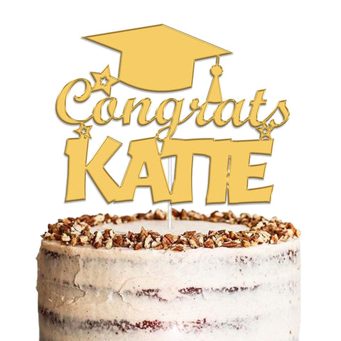 Personalised Graduation Acrylic Cake Topper by KreateSquare | Custom Colour Any Name Premium Mirrored Acrylic Finish