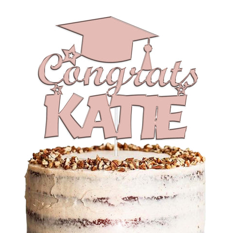 Personalised Graduation Acrylic Cake Topper by KreateSquare | Custom Colour Any Name Premium Mirrored Acrylic Finish