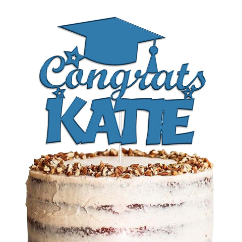 Personalised Graduation Acrylic Cake Topper by KreateSquare | Custom Colour Any Name Premium Mirrored Acrylic Finish