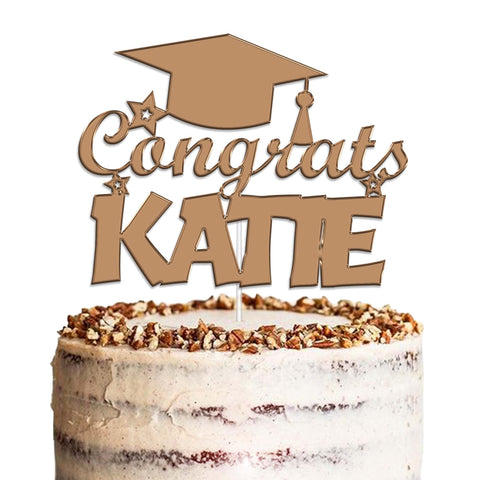 Personalised Graduation Acrylic Cake Topper by KreateSquare | Custom Colour Any Name Premium Mirrored Acrylic Finish