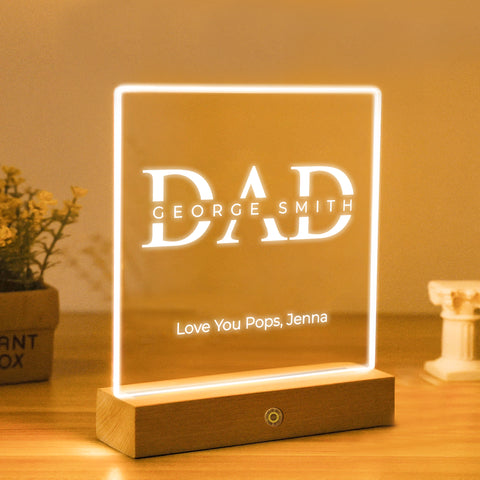 Personalised Acrylic Night Light LED Lamp By KreateSquare for Best Dad Father’s Day Birthday Gift Dad Bedroom Decoration