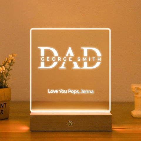 Personalised Acrylic Night Light LED Lamp By KreateSquare for Best Dad Father’s Day Birthday Gift Dad Bedroom Decoration