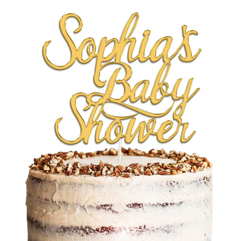 Personalised Baby Shower Acrylic Cake Topper by KreateSquare | Custom Colour Any Name Premium Mirrored Acrylic Finish