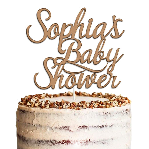 Personalised Baby Shower Acrylic Cake Topper by KreateSquare | Custom Colour Any Name Premium Mirrored Acrylic Finish