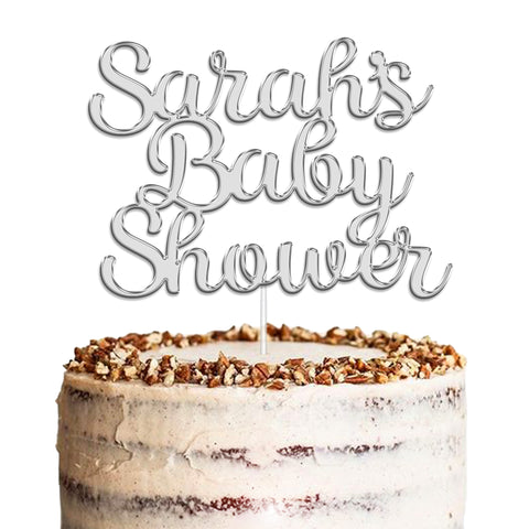 Personalised Baby Shower Acrylic Cake Topper by KreateSquare | Custom Colour Any Name Premium Mirrored Acrylic Finish