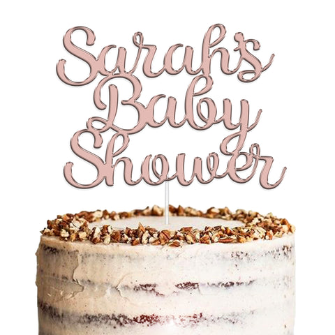 Personalised Baby Shower Acrylic Cake Topper by KreateSquare | Custom Colour Any Name Premium Mirrored Acrylic Finish