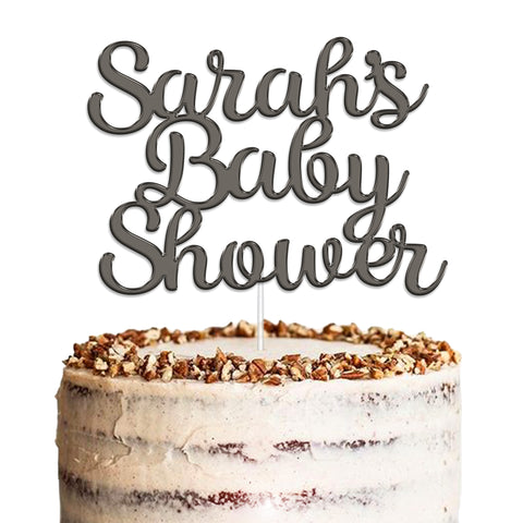 Personalised Baby Shower Acrylic Cake Topper by KreateSquare | Custom Colour Any Name Premium Mirrored Acrylic Finish