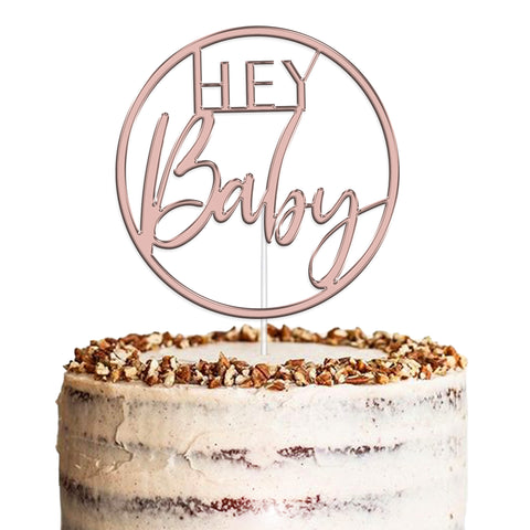 Hey Baby Baby Shower Acrylic Cake Topper by KreateSquare | Variety of Colour Available Premium Mirrored Acrylic Finish