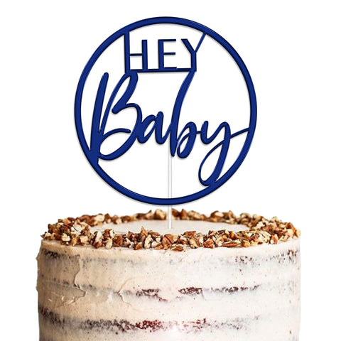 Hey Baby Baby Shower Acrylic Cake Topper by KreateSquare | Variety of Colour Available Premium Mirrored Acrylic Finish