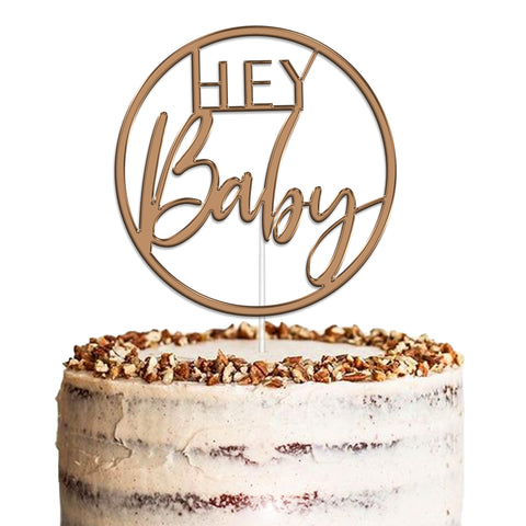 Hey Baby Baby Shower Acrylic Cake Topper by KreateSquare | Variety of Colour Available Premium Mirrored Acrylic Finish