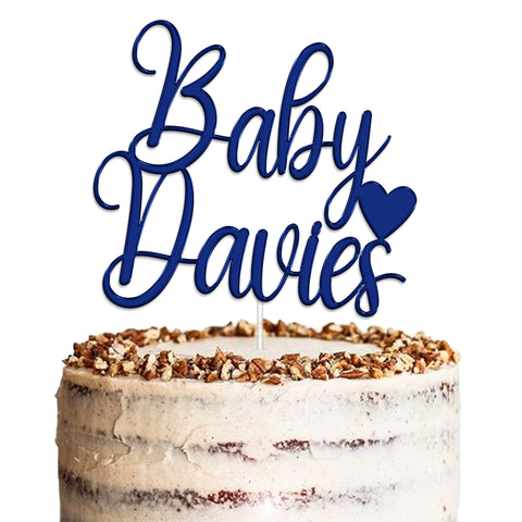 Personalised Baby Shower Acrylic Cake Topper by KreateSquare | Custom Colour Any Name Premium Mirrored Acrylic Finish