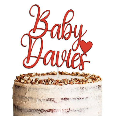 Personalised Baby Shower Acrylic Cake Topper by KreateSquare | Custom Colour Any Name Premium Mirrored Acrylic Finish