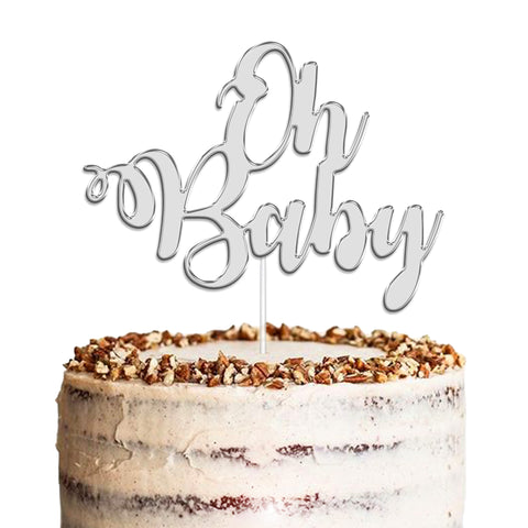 Oh Baby Baby Shower Acrylic Cake Topper by KreateSquare | Variety of Colour Available Premium Mirrored Acrylic Finish