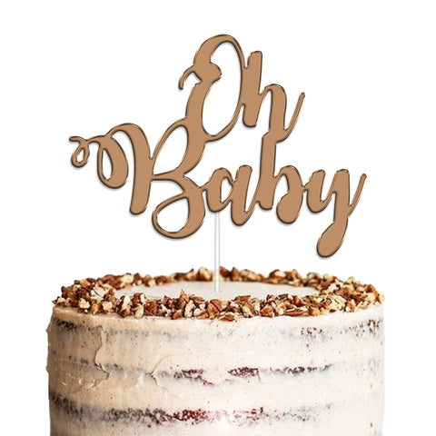 Oh Baby Baby Shower Acrylic Cake Topper by KreateSquare | Variety of Colour Available Premium Mirrored Acrylic Finish