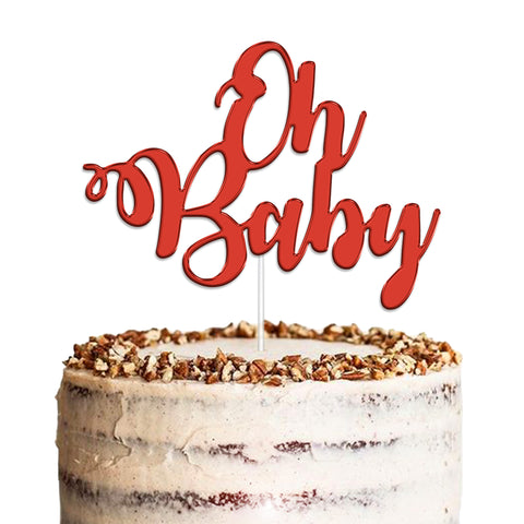 Oh Baby Baby Shower Acrylic Cake Topper by KreateSquare | Variety of Colour Available Premium Mirrored Acrylic Finish