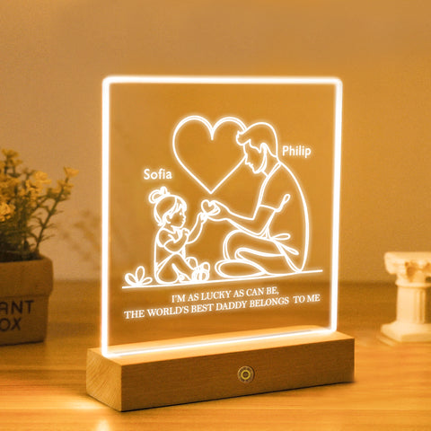 Personalised Night Light Dad Bedside LED Lamp By KreateSquare for Best Dad Father’s Day Birthday Gift