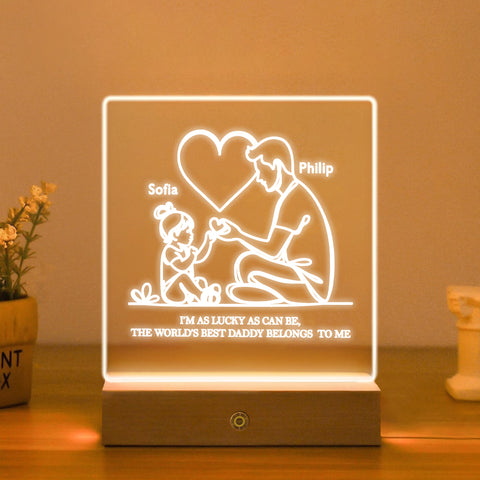 Personalised Night Light Dad Bedside LED Lamp By KreateSquare for Best Dad Father’s Day Birthday Gift