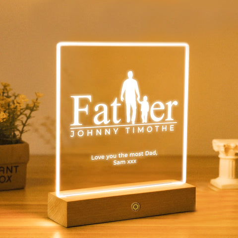 Personalised Acrylic Night Light Dad Bedside LED Lamp By KreateSquare for Best Dad Father’s Day Birthday Gift Bedroom Decoration