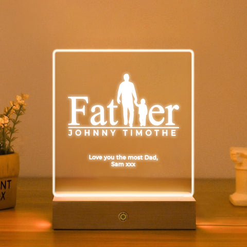 Personalised Acrylic Night Light Dad Bedside LED Lamp By KreateSquare for Best Dad Father’s Day Birthday Gift Bedroom Decoration