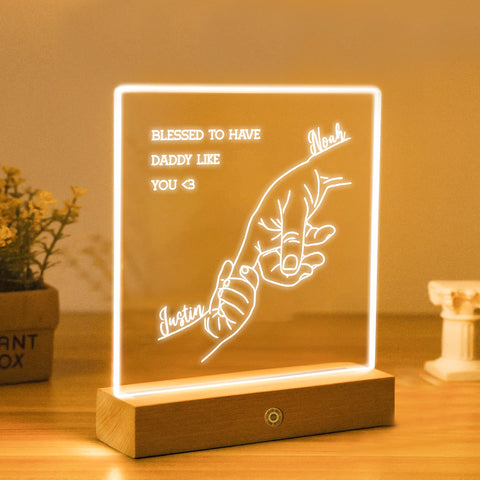 Personalised Acrylic LED Night Light Fathers Bedside Lamp By KreateSquare for Best Dad Father’s Day Birthday Gift