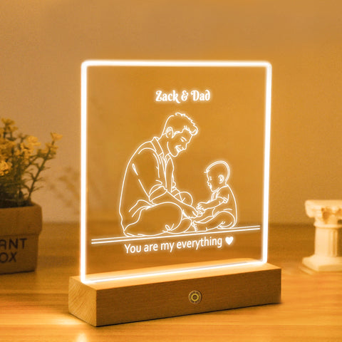 Custom 7 Colors Acrylic LED Night Light Lamp By KreateSquare for Best Dad Father’s Day Birthday Gift Perfect Bedroom Decoration