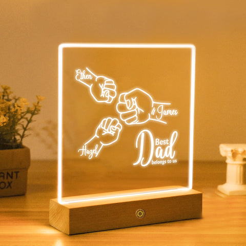 Personalised Night Light for Dads By KreateSquare Best Dad Bedside LED Lamp Ideal Father’s Day Birthday Gift Perfect Bedroom Decoration