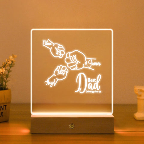 Personalised Night Light for Dads By KreateSquare Best Dad Bedside LED Lamp Ideal Father’s Day Birthday Gift Perfect Bedroom Decoration