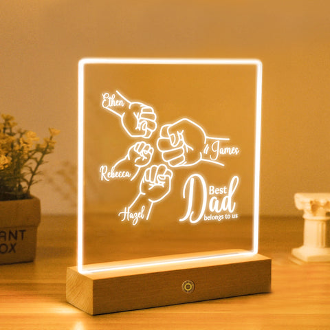 Personalised Night Lamp for Dads By KreateSquare Dad Bedside LED Lamp Ideal Father’s Day Birthday Gift Perfect Bedroom Decoration